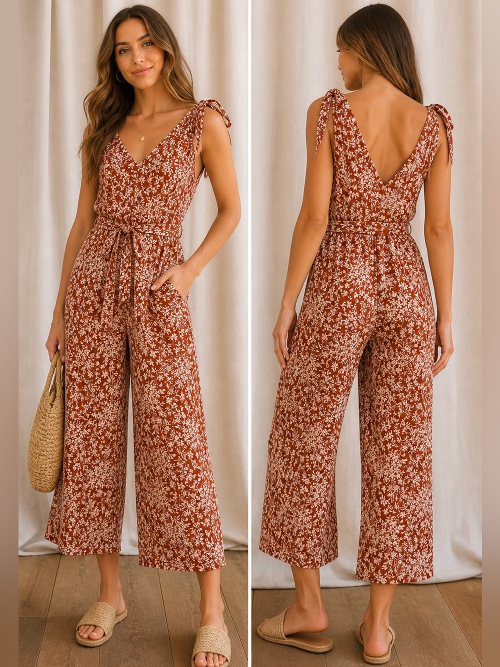 Miss Selfridge Floral Cropped Jumpsuit